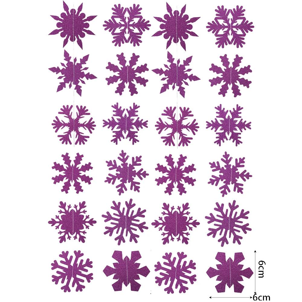 12/120pcs Christmas Fake Snowflake Paper Glitter Snow DIY Craft Hanging Pendant Home Party Xmas Tree Staircase Decoration Supply