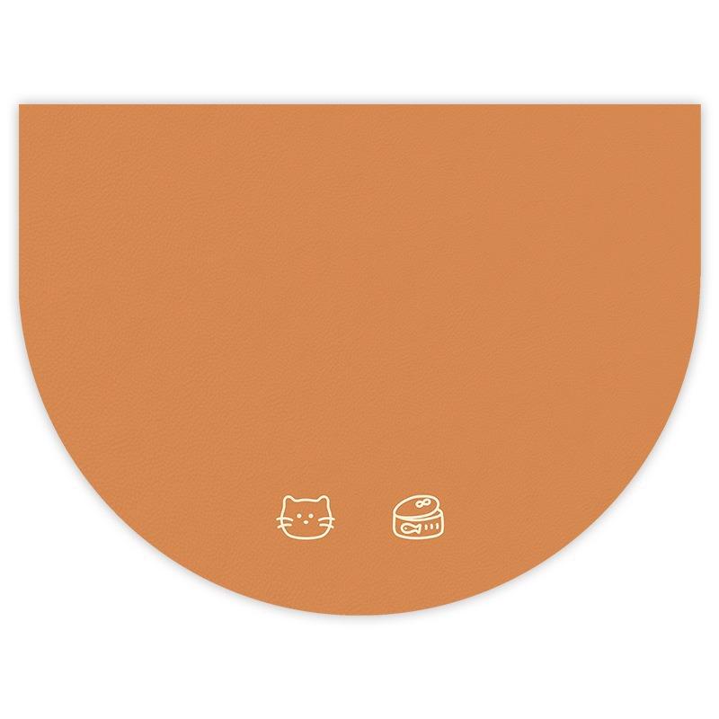 Minimalist PU Leather Pet Feeding Mat Waterproof Easy‑Wipe Non‑Slip Simple Cartoon Mat For Cat Dog Feeding Area