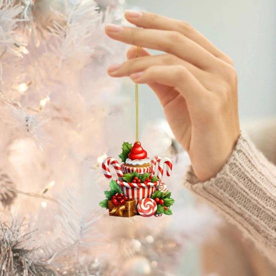 Рождественское украшение Yousheng, подвесное украшение в виде леденца, кекса, десерта, акриловая подвеска для рождественской елки, дверей, окон, декора