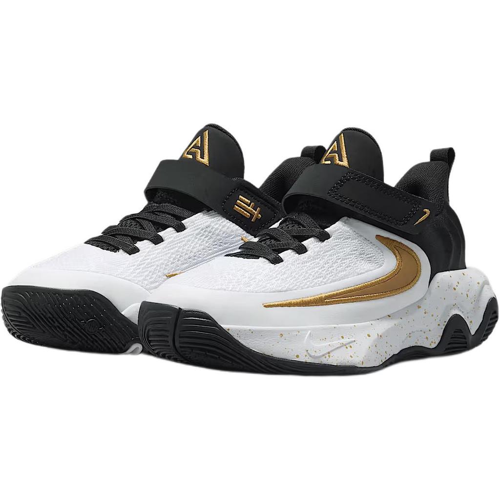 Nike Giannis Immortality 4 для дошкольников 'Черный Белый Металлик Золотой' (унисекс) Детские баскетбольные кроссовки Черный / Белый / Металлик Золотой IH7665 003