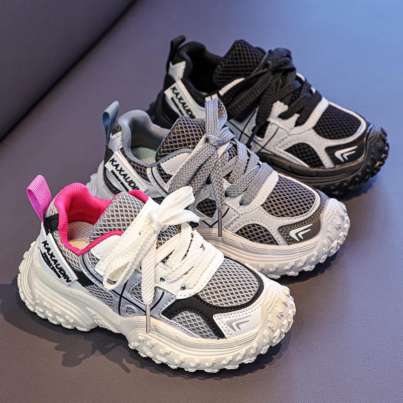 Girls' color-blocked sneakers for small, medium, and large children2026New Autumn Mesh Children's Running Shoes Boys' Casual Shoes