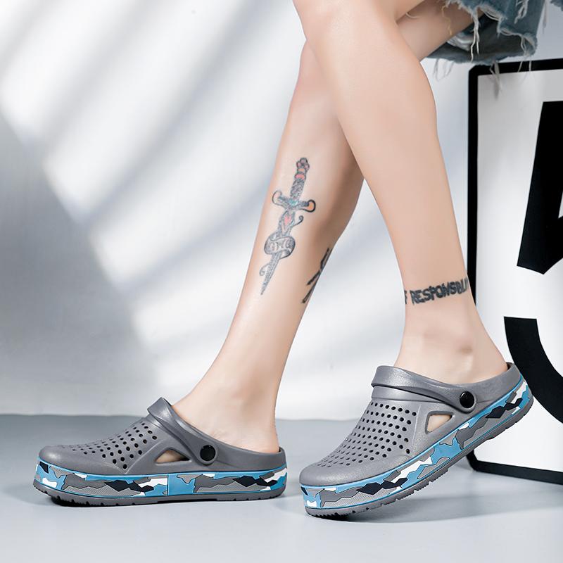 Мужские повседневные тапочки, летние нескользящие сандалии на платформе, мужские пляжные тапочки из ЭВА с отверстиями