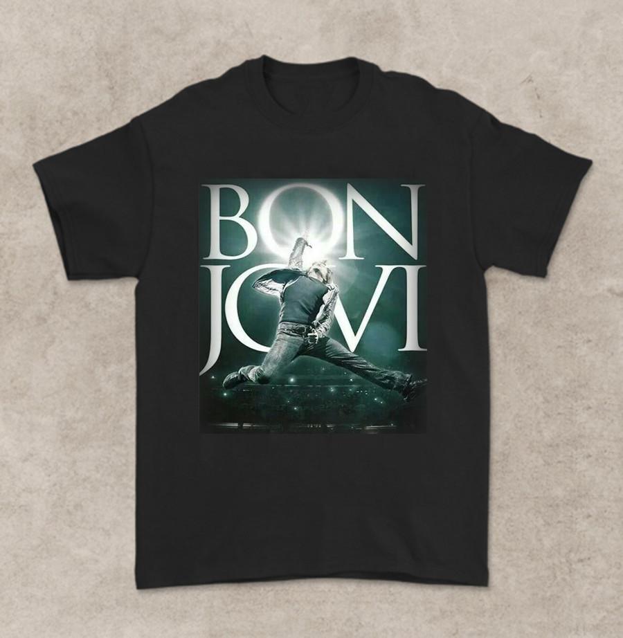 Bon Jovi Фото Футболка с коротким рукавом Хлопковая Унисекс Все Размеры от S до 2345XL Унисекс Футболка