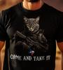 Texas Come And Take It Patriotic USA Tshirt Cat Warrior Art Texas Flag Tshirt