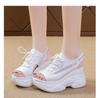 White Women Platform Sandals Summer Knitted Mouth Shoes High Heels Chunky Platform Sports Sandals Sneakers