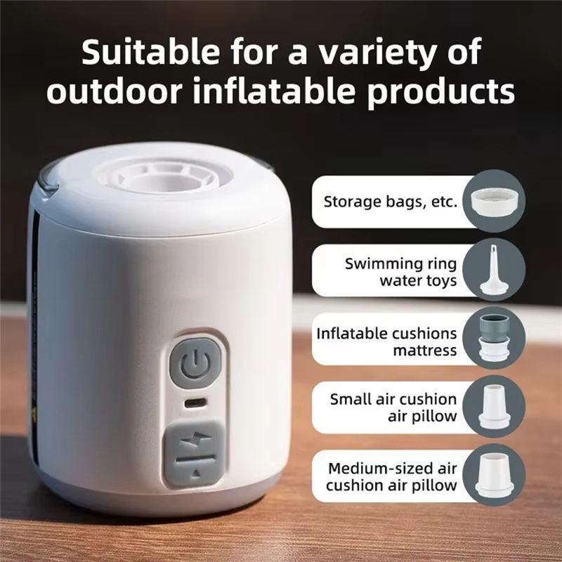 Electric Air Pump For Inflatable Gas Extraction Multifunctional Use Camping Bed Ring Lighting White-A52R