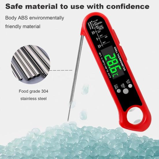 Водонепроницаемый пищевой термометр зонд цифровой дисплей высокоточный складной дизайн функция открывалки для бутылок беспроводной термометр для мяса питание от батареи
