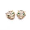 2Pcs Green Eyes Leopard Head Metal Fashion Accessories For Jewelry Component DIY Charm Decoration