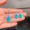 Jewelry Retro Simulation Paraiba Jewelry Set Stud Earrings Main Stone 8 * 12 Pendant 10 * 14
