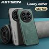 KEYSION Luxury Retro PU Leather Case for Realme 13 Pro+ 5G Silicone+PC Shockproof Phone Back Cover for OPPO Realme 13 Pro 5G