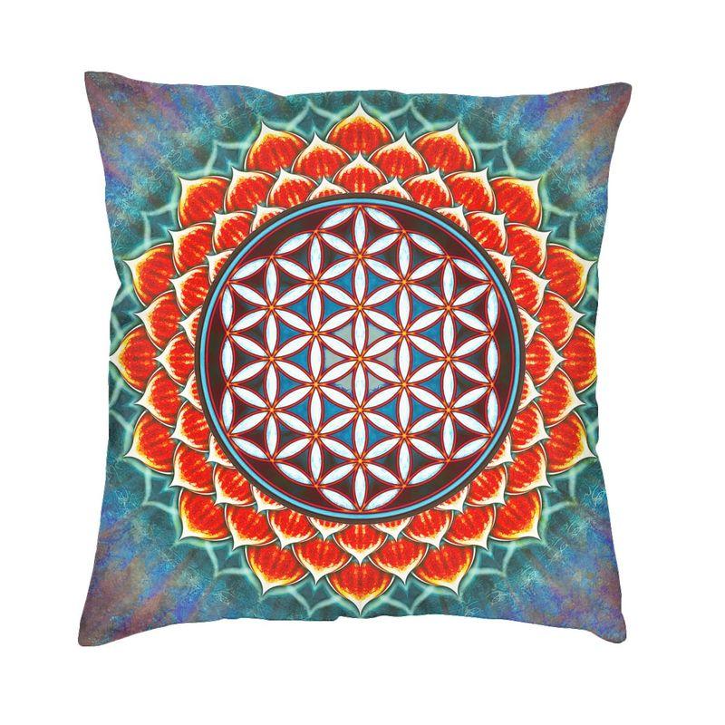 Sacred Geometry Flower Of Life Throw Pillow Case 45*45cm for Living Room Sofa Geometric Mandala Cushion Cover Velvet Pillowcase