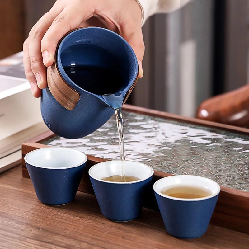 Creative Portable Travel Tea Set, 1 Teapot, 3 Cups, 1 Tea Bag, Fast Guest Cup, Kungfu Tea Set, Activity Gift