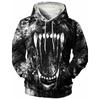 Men's Hoodie 3d Print Animal Fangs Tops Animal Long Sleeve Hoodie Vintage Autumn Fashion Men's Top Oversized Streetwear Clothing