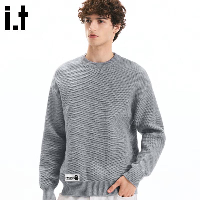 Fingercroxx IT Men's Warm Round Neck Pineapple Texture Sweater