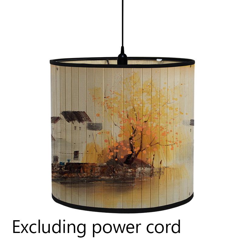 Абажур с цветочным принтом птицы, складной ретро бамбуковый абажур, абажуры ручной работы с зелеными растениями