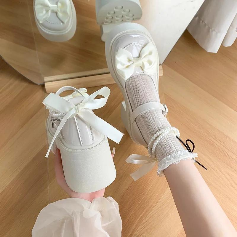 Модные туфли Мэри Джейн на высоком квадратном каблуке с круглым носком и бабочкой на распродаже 2024 года. Высококачественные туфли-лодочки с пряжкой и ремешком для вечеринок