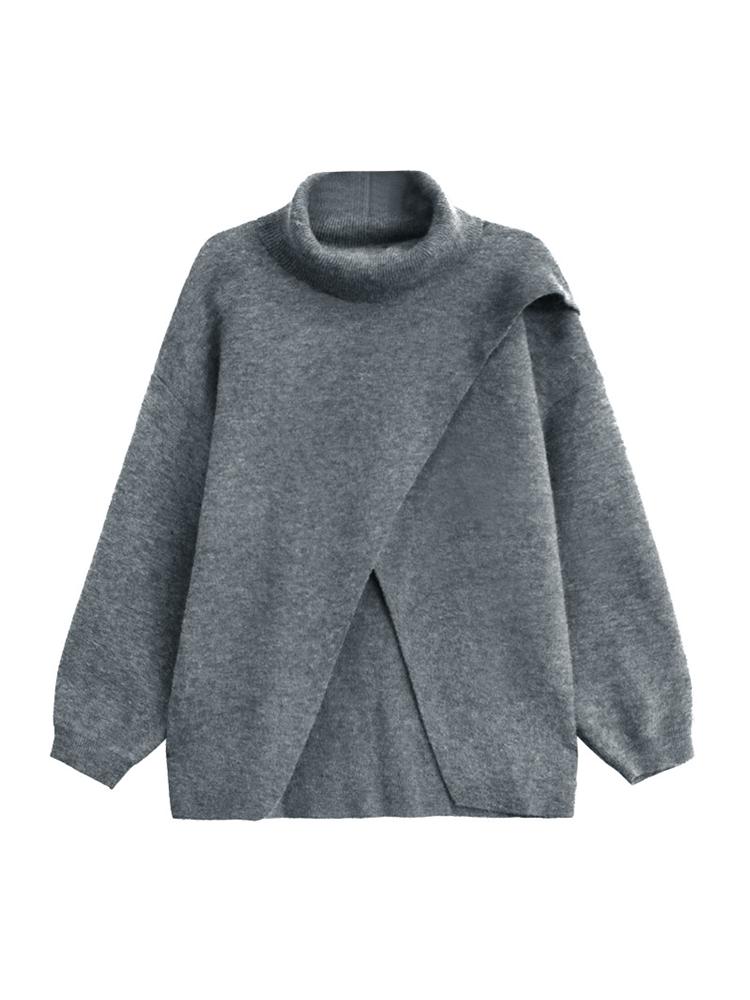 Xitao Повседневный однотонный свободный свитер с длинными рукавами GMM1048