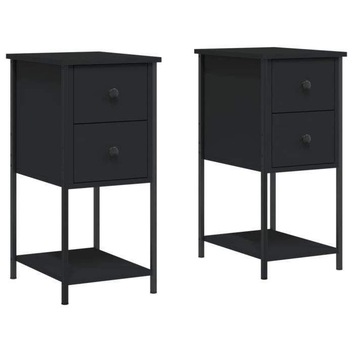 VidaXL Bedside Tables 2 Pcs Black 32x42x70 Cm Engineered Wood 826094
