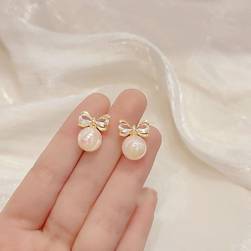 Элегантные серьги с жемчугом «русалка» и бантом из циркона, уникальный роскошный дизайн для женщин, 2023 г.