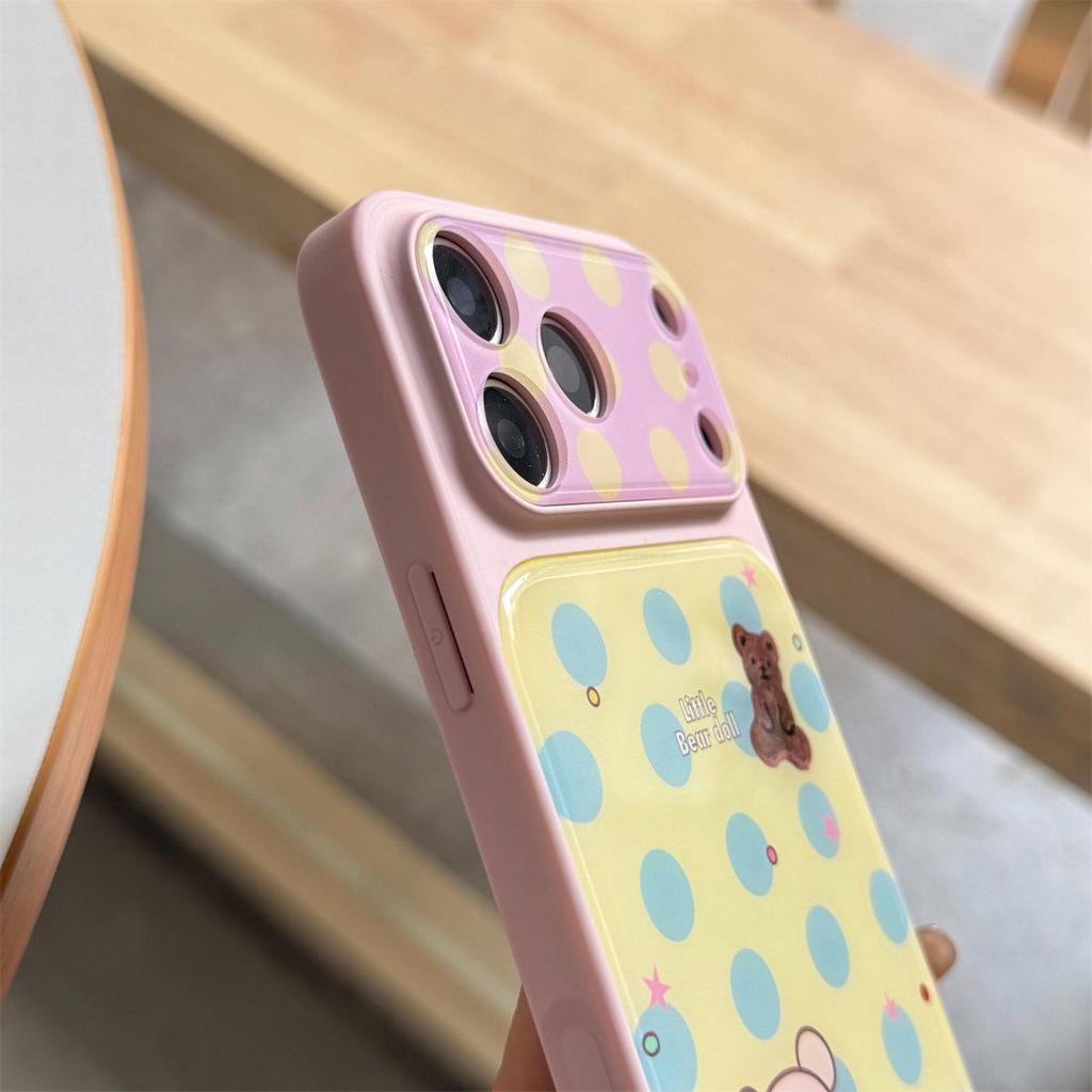 Чехол с рисунком Мишка в горошек для iPhone 15/16/17 Pro Max, противоударный