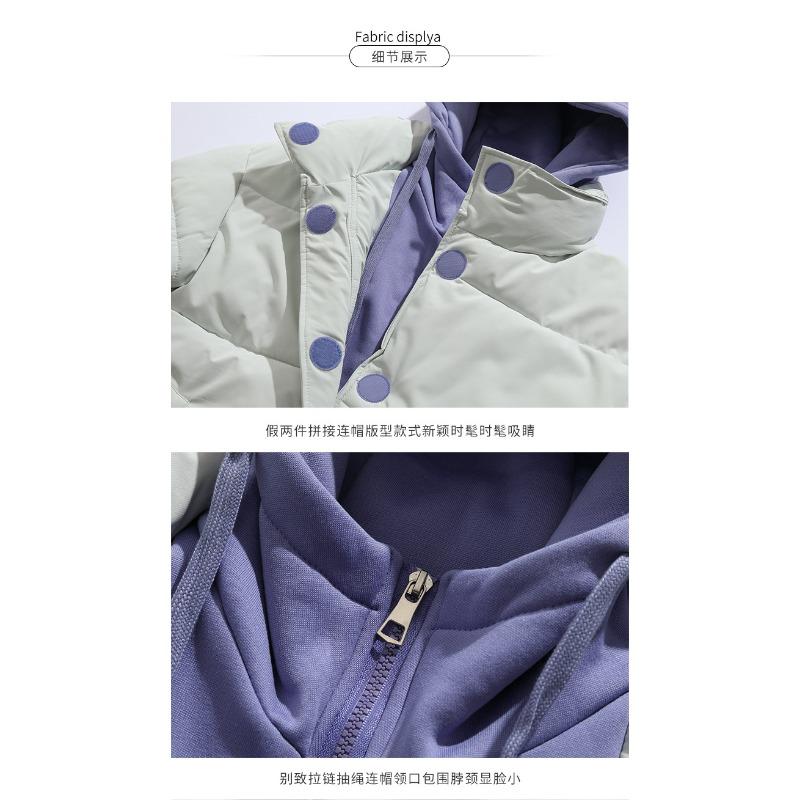Women S Loose Short Winter Padded Cotton Coat Fake Two Pieces Style