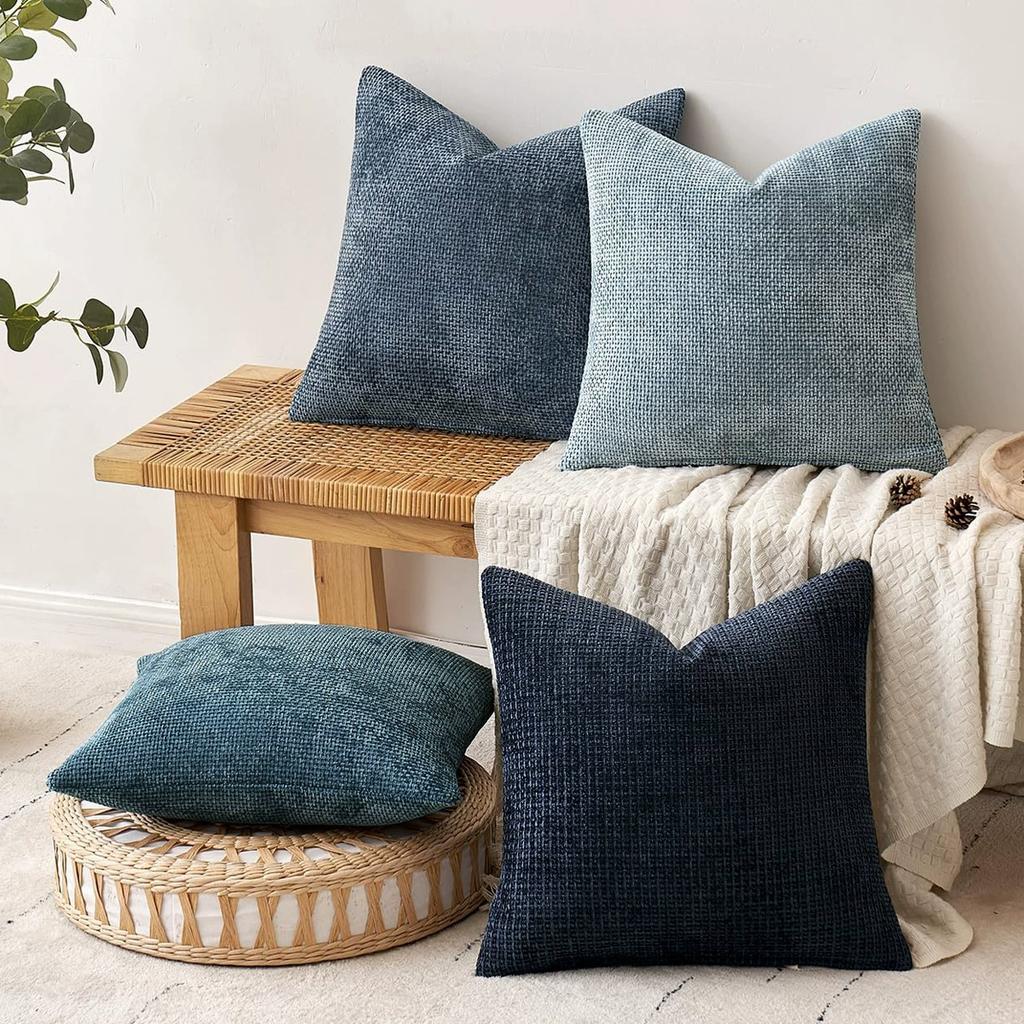 Chenille Pillow Covers Couch Throw Pillow Covers Farmhouse Accent Cushion Covers for Boho Home Sofa Bedroom Living Room Decor