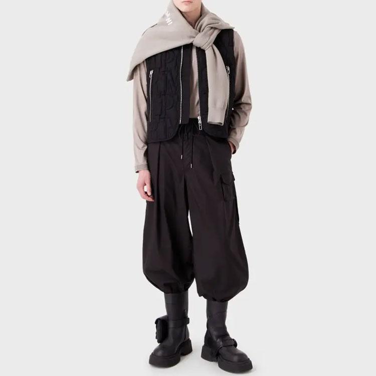 Emporio Armani FW23 Однотонная рубашка-поло с длинным рукавом и вышивкой маленького логотипа Мужские топы Серый Бежевый 6R1F85-1JUVZ-0643