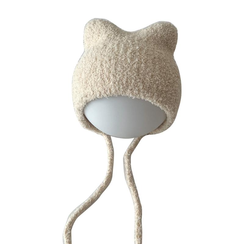 Soft Cat Ear Baby Beanies Cap Infant Ear Protections Hat Cartoon Warm Bonnet Shower Gift Photo Props for Boys and Girl