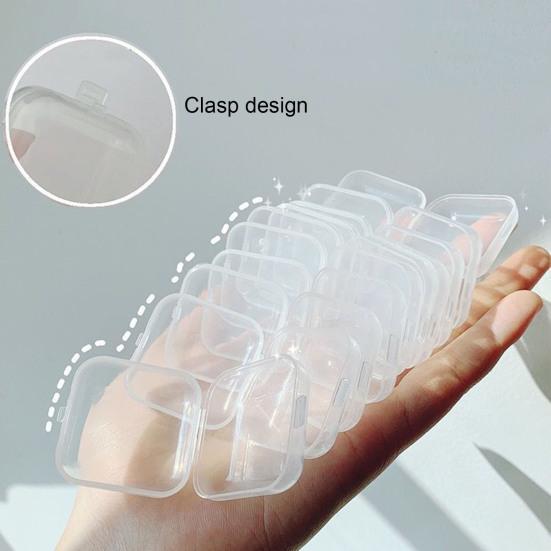 100 шт., прозрачная пластиковая шкатулка для драгоценностей с откидной крышкой, мини-компактный квадратный контейнер для хранения ювелирных изделий для колец, сережек