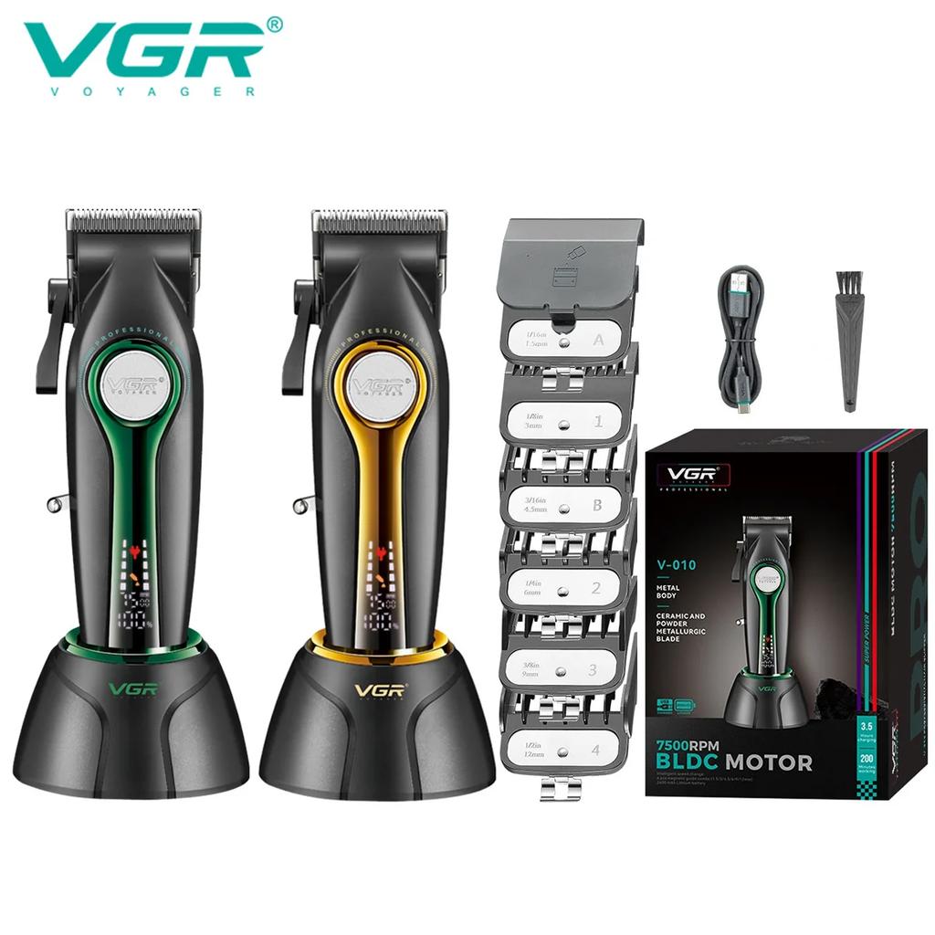 Оригинальная профессиональная машинка для стрижки волос VGR V-010, беспроводная, перезаряжаемая, триммер для волос для мужчин со светодиодным цифровым дисплеем, домашняя бритва