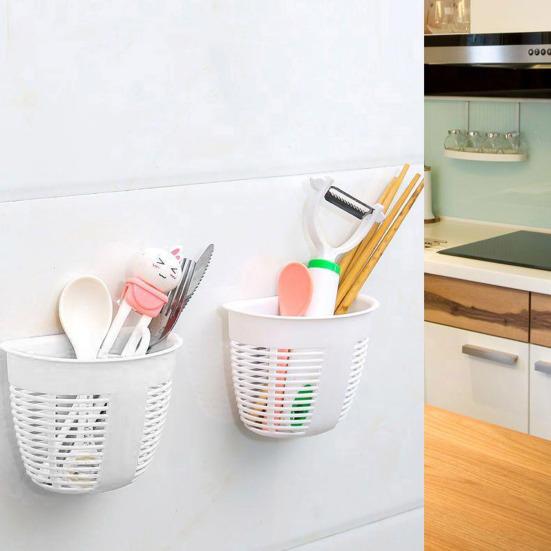 Подвесная настенная корзина без сверления, клейкий держатель для хранения, мусорный бак, коробка для туалетных принадлежностей для кухни, принадлежностей для ванной комнаты