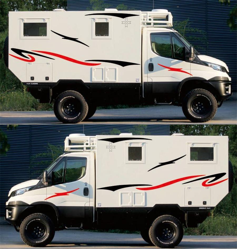 Черные+Красные Виниловые Наклейки Для Каравана Путешествия Прицепа Автодома Полосы Графика