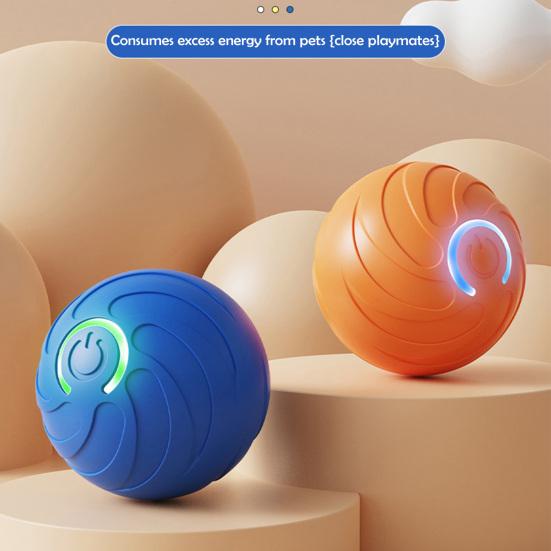 Катающийся мяч для домашних животных со светодиодной подсветкой, снятие скуки и стресса, умный интерактивный прыгающий мяч для кошек и собак, перезаряжаемый через USB, электрический автоматический движущийся трясущийся мяч