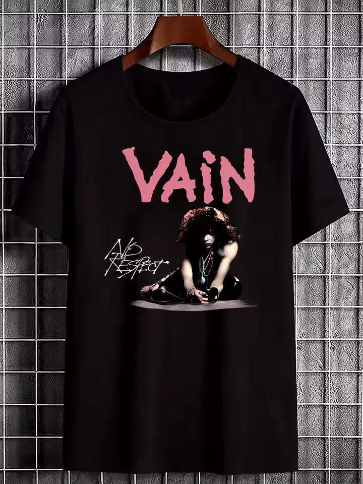 Unisex Retro 80s Narcissistic Band Graphic T-Shirt Black with a pink retro shimmering metallic logo by Davy Vain Sam Francisco
