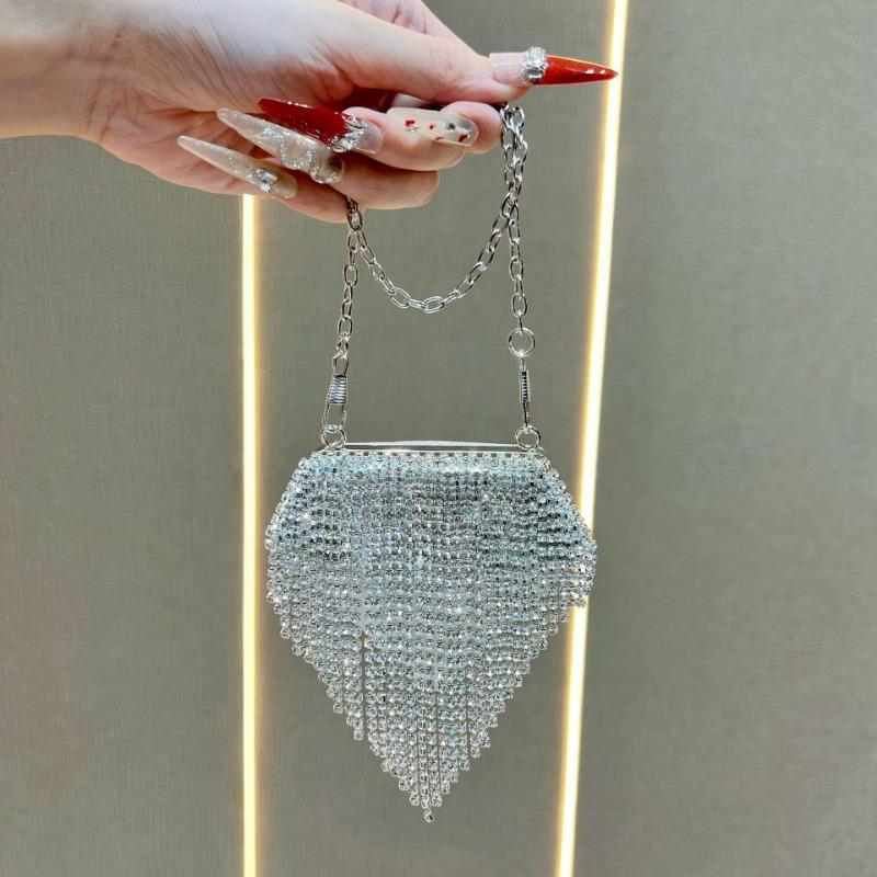 Мини-кошелек с красной лентой для женщин, стильный и универсальный, с сумкой с бриллиантовыми аксессуарами