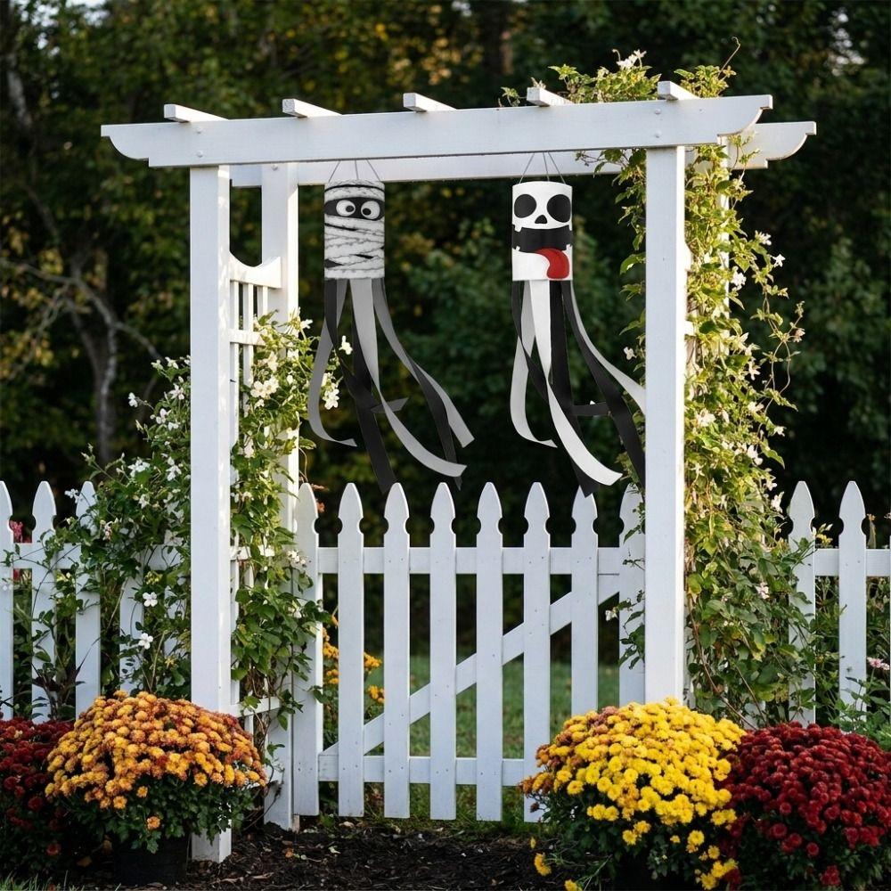 Spooky Halloween Windsock Flag Skeleton Halloween Hanging Ornaments Courtyard Decoration