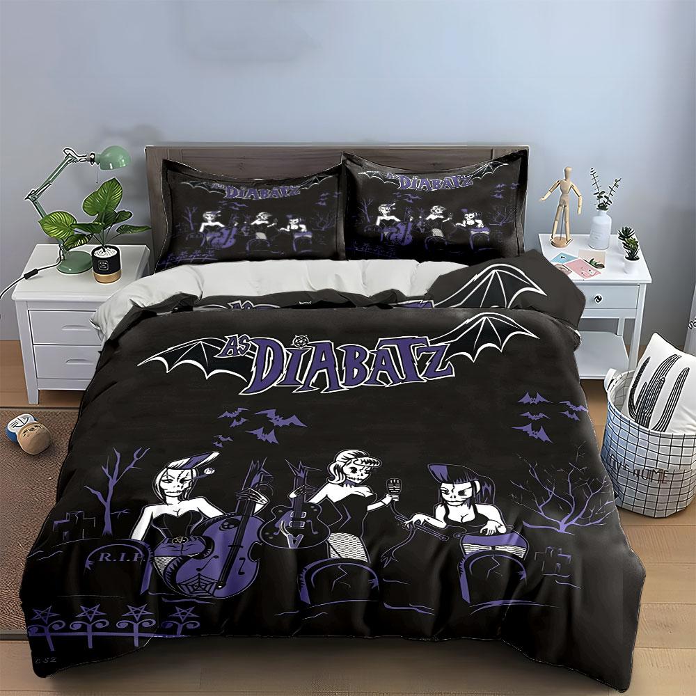 Gothic Band Graveyard Theme Bedding Duvet Cover Set Duvet Cover Pillowcases (1*Duvet Cover 2*Pillowcases, without duvet insert)