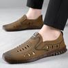 Мужская повседневная кожаная обувь Летние дышащие сандалии с вырезами Мягкая подошва Удобная обувь для вождения для мужчин Лоферы слипоны Мокасины