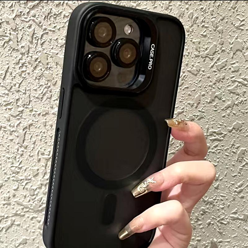 Роскошный чехол для телефона Magsafe с беспроводной зарядкой для iPhone 11 12 13 14 15 Pro Max Plus, магнитный матовый кронштейн, защитный чехол для объектива