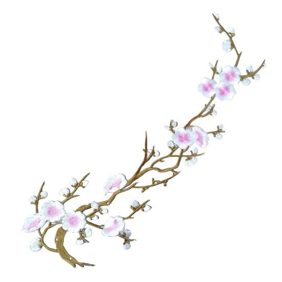 Floral Sewing Appliques for Bags Plum Blossom Patch, Embroidered Flower Patches, Iron on Clothing Backpacks Badges Apparel Jackets, DIY