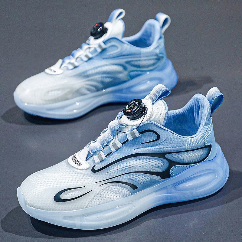 Универсальная мужская обувь, дышащая сетчатая повседневная спортивная обувь с вращающимися пуговицами, молодежная обувь для бега на воздушной подушке, модная обувь для белого папы