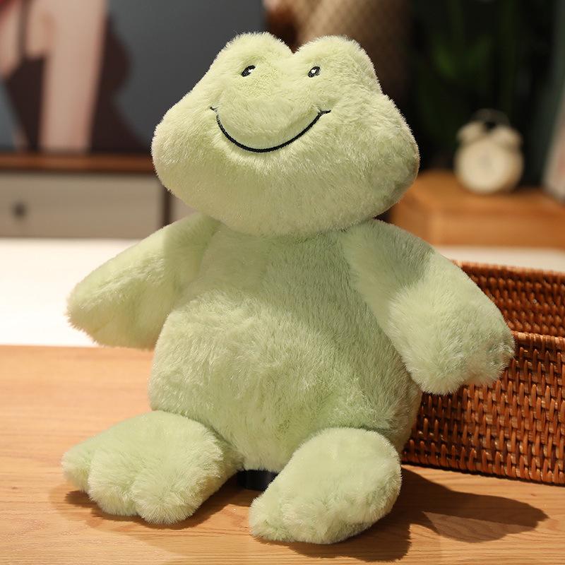 A Smiling Frog Plush Doll Cute Frog Doll Sleeping Toy Green Bean Frog