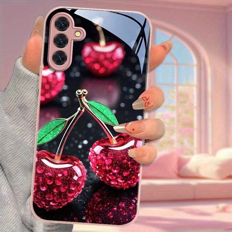Жесткий чехол с рисунком вишни для Samsung S25 Ultra S26 S24 S23 S22 S 25 Plus S21 S20 FE Чехлы Закаленное стекло Задняя крышка Funda