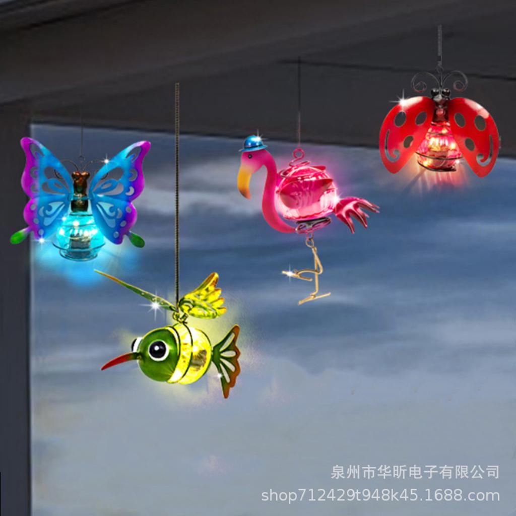 Solar Flying Insects Night Light with Hanging Rope/Hook Metal Lights Outdoor Soft Light Hanging Solar Lamp for Garden Home Decor