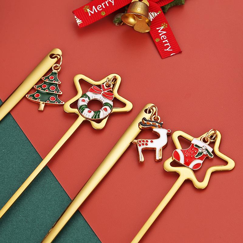 4PCS Christmas Coffee Spoons Set Gold Christmas Stainless Steel Spoon Dessert Spoon 2025 New Year Decoration for Tableware