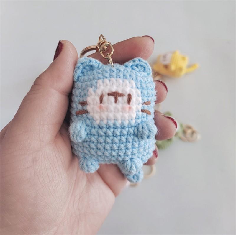 Милая маленькая кукла-кошка Крючком Брелоки Креативный вязаный брелок котенок Для подарков Ручная работа Вязание Брелок кошка Подвеска для ключей автомобиля