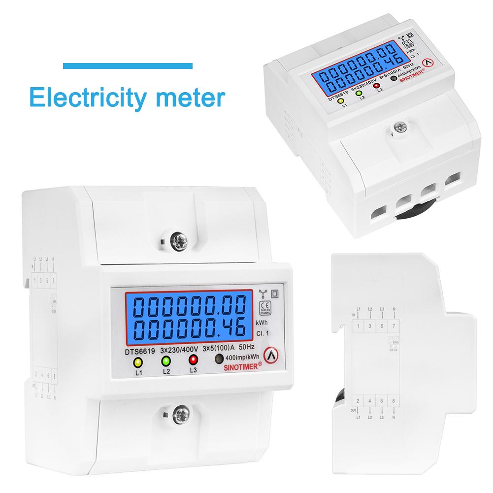 Din Rail 3 Phase 4 Wire Energy Meter AC 380V 100A 50/60Hz Power Consumption Monitor Wattmeter Electricity Usage Monitor