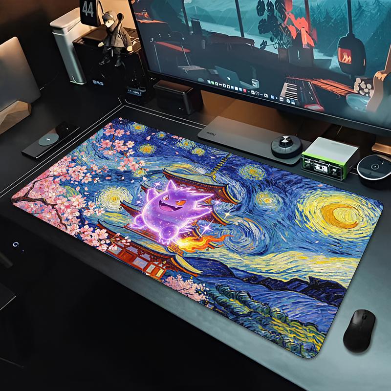 Anime Mouse Pad Gengar Professional Gaming Accessories Rubber Lock Edge Keyboard Desk Mat Gamer mousepads Smooth Surface