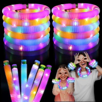 25-26 Светящиеся палочки, Игрушки-трубочки Pop Tubes, Набор из 24 штук, Светящиеся в темноте, Товары для вечеринки, Сенсорные игрушки для малышей
