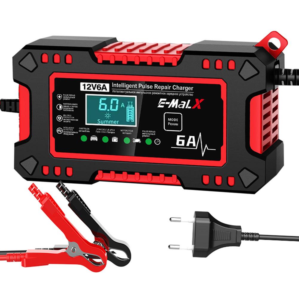 Voltage Temperature Detection For SUV Motorcycle Truck 12V 6A Digital LCD Display Car Battery Charger Intelligent Pulse Repair